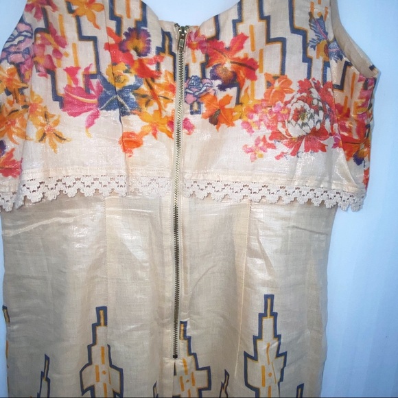 Free People Metallic Floral Mini Dress Size 6 S - Picture 9 of 9
